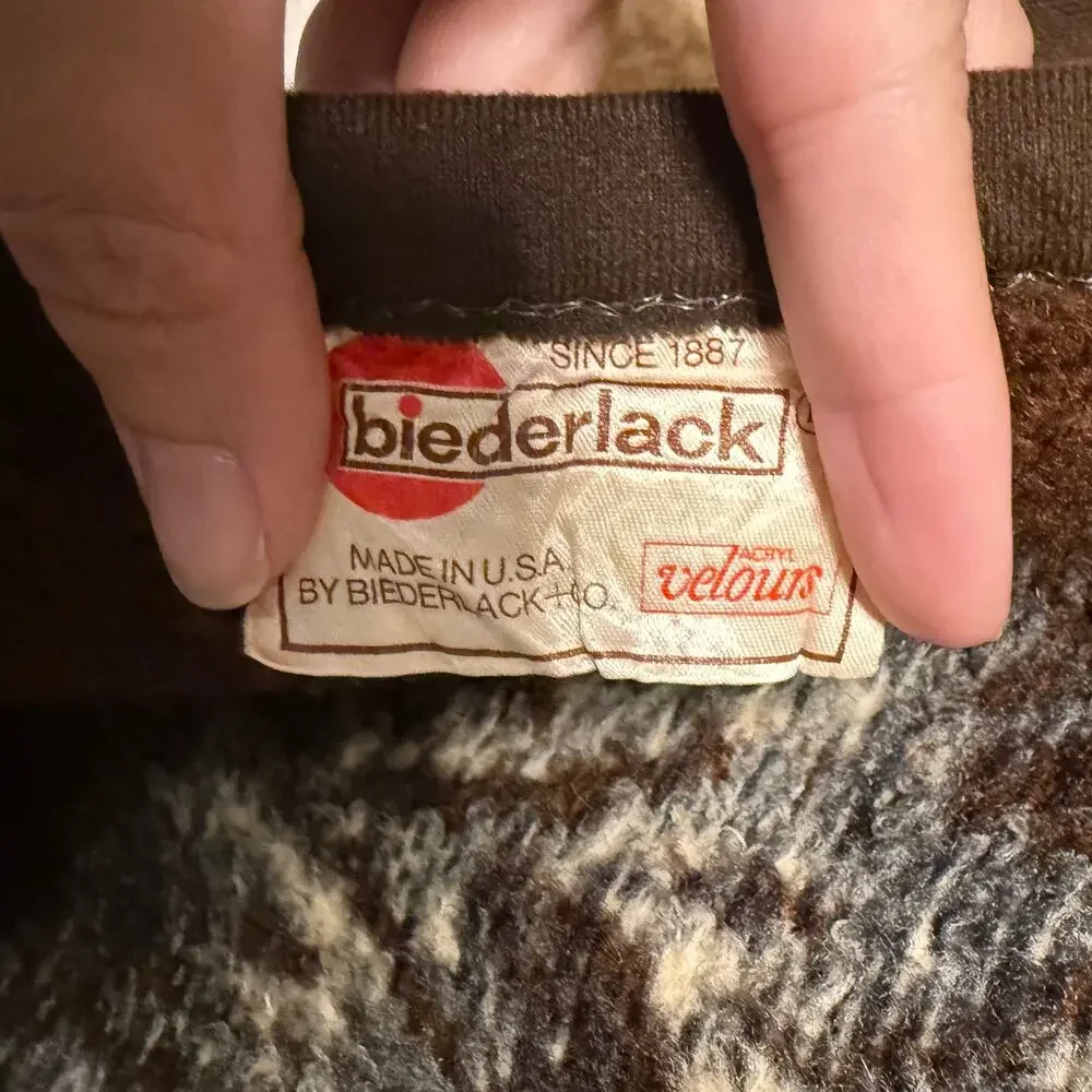 Vtg 80s Biederlack baby horse throw blanket - foal colt laying down brown 52x52